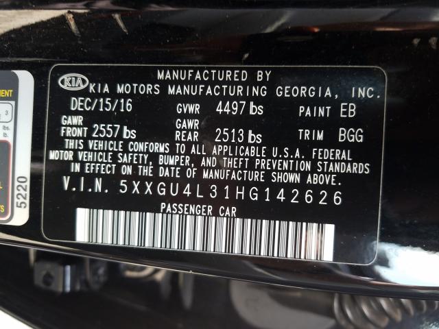 Photo 9 VIN: 5XXGU4L31HG142626 - KIA OPTIMA 