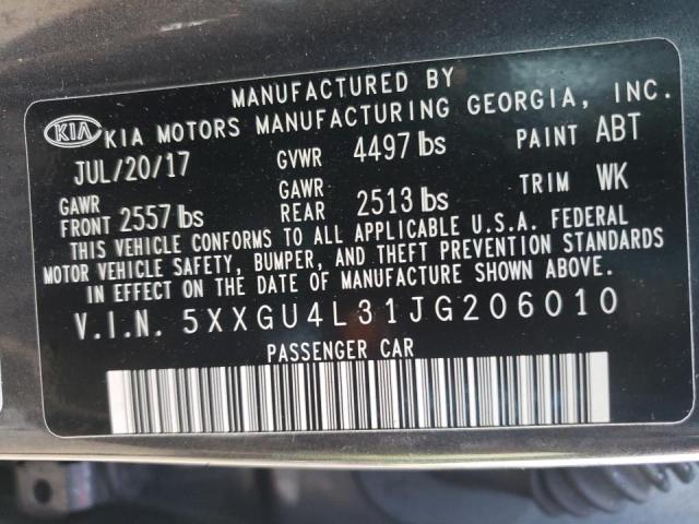 Photo 11 VIN: 5XXGU4L31JG206010 - KIA OPTIMA EX 