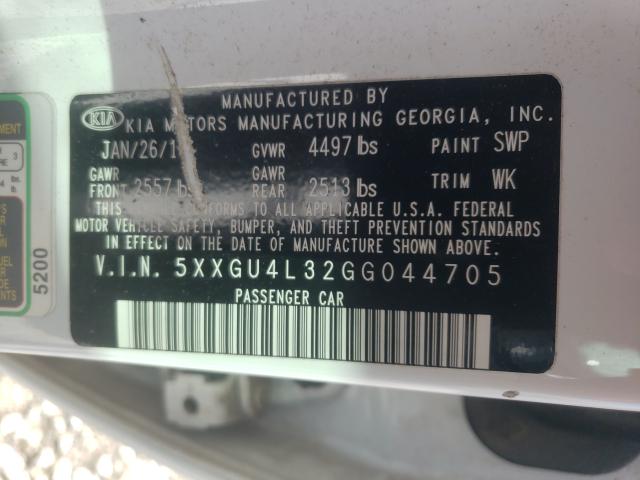 Photo 9 VIN: 5XXGU4L32GG044705 - KIA OPTIMA EX 