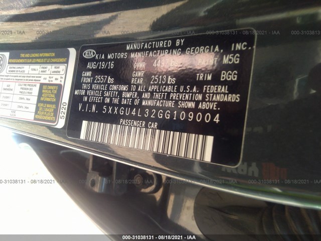 Photo 8 VIN: 5XXGU4L32GG109004 - KIA OPTIMA 