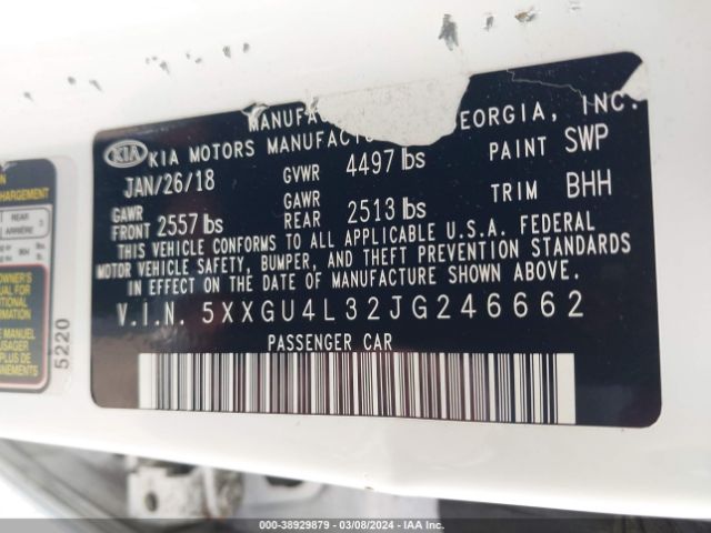 Photo 8 VIN: 5XXGU4L32JG246662 - KIA OPTIMA 