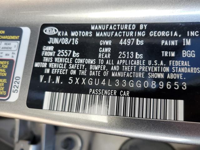 Photo 9 VIN: 5XXGU4L33GG089653 - KIA OPTIMA EX 