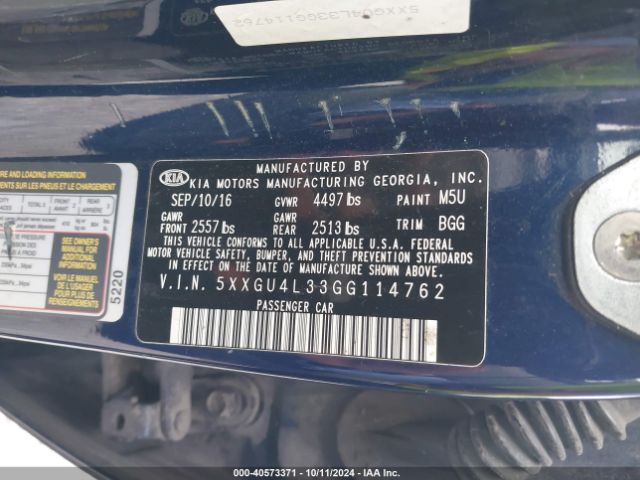 Photo 8 VIN: 5XXGU4L33GG114762 - KIA OPTIMA 