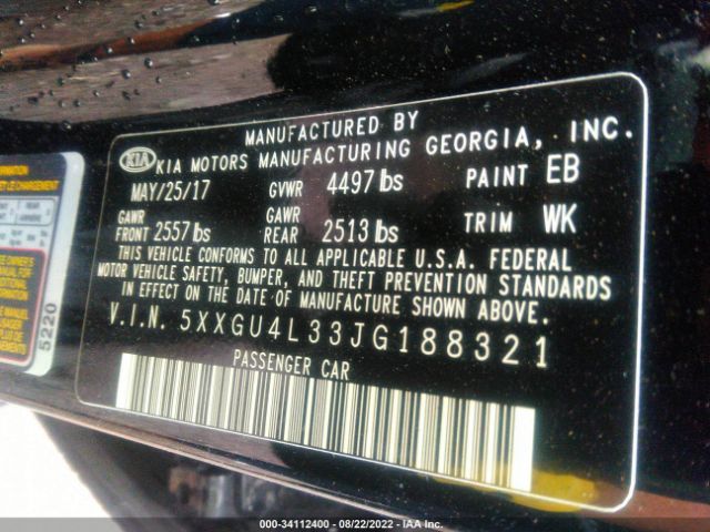 Photo 8 VIN: 5XXGU4L33JG188321 - KIA OPTIMA 