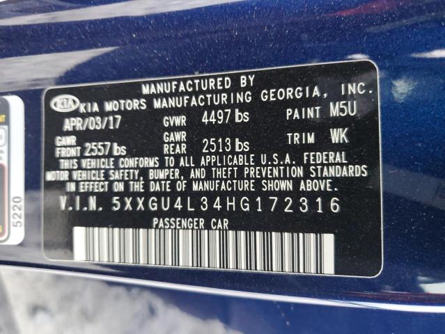 Photo 12 VIN: 5XXGU4L34HG172316 - KIA OPTIMA 