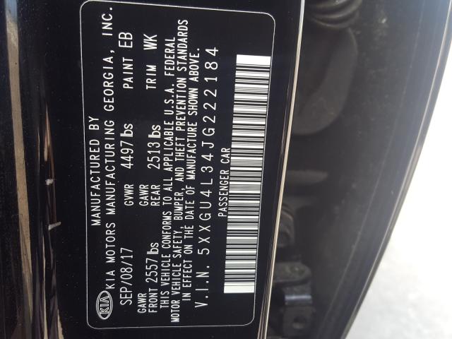 Photo 9 VIN: 5XXGU4L34JG222184 - KIA OPTIMA EX 