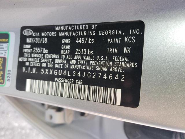 Photo 11 VIN: 5XXGU4L34JG274642 - KIA OPTIMA EX 