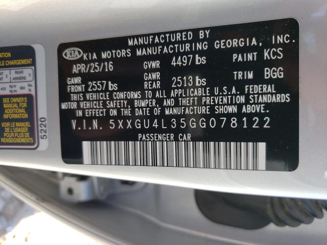 Photo 9 VIN: 5XXGU4L35GG078122 - KIA OPTIMA EX 