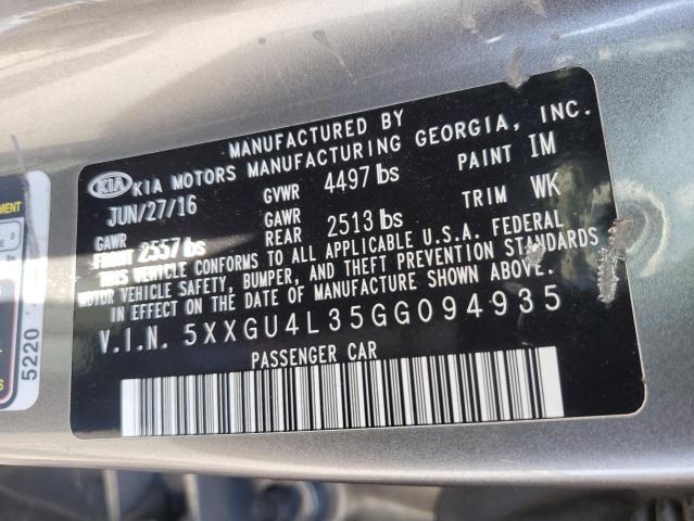 Photo 11 VIN: 5XXGU4L35GG094935 - KIA OPTIMA EX 