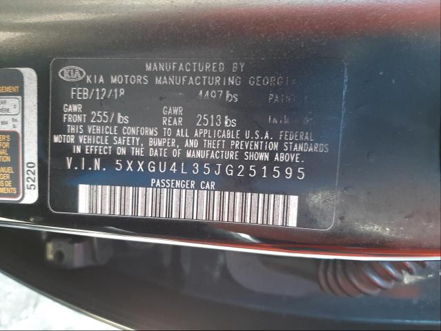 Photo 9 VIN: 5XXGU4L35JG251595 - KIA OPTIMA EX 