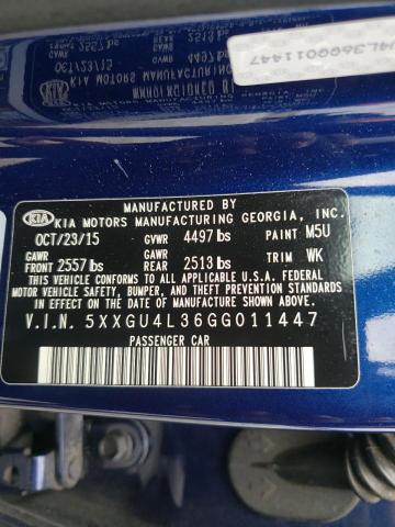 Photo 9 VIN: 5XXGU4L36GG011447 - KIA OPTIMA EX 