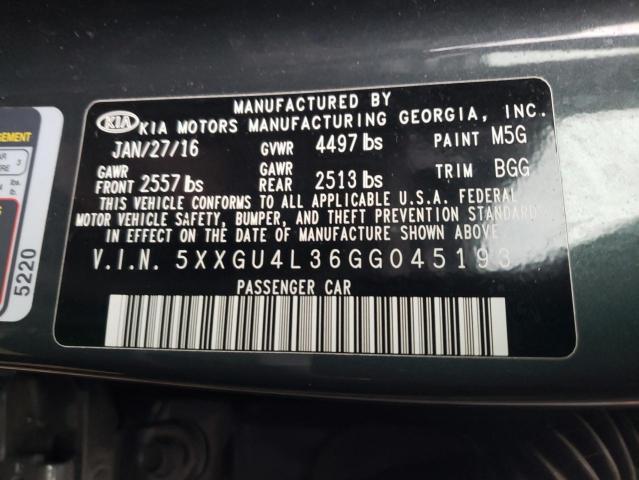 Photo 9 VIN: 5XXGU4L36GG045193 - KIA OPTIMA EX 