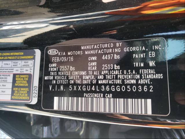 Photo 9 VIN: 5XXGU4L36GG050362 - KIA OPTIMA EX 