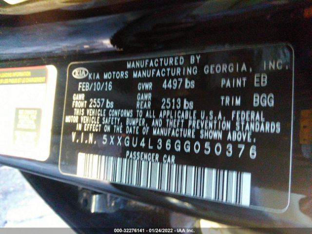 Photo 8 VIN: 5XXGU4L36GG050376 - KIA OPTIMA 