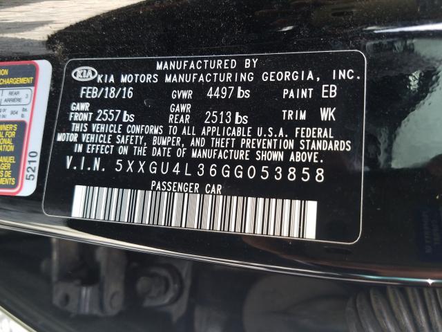 Photo 9 VIN: 5XXGU4L36GG053858 - KIA OPTIMA 