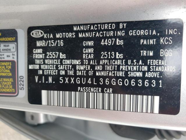 Photo 9 VIN: 5XXGU4L36GG063631 - KIA OPTIMA EX 