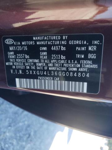 Photo 9 VIN: 5XXGU4L36GG084804 - KIA OPTIMA EX 