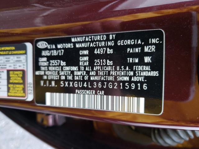 Photo 11 VIN: 5XXGU4L36JG215916 - KIA OPTIMA EX 