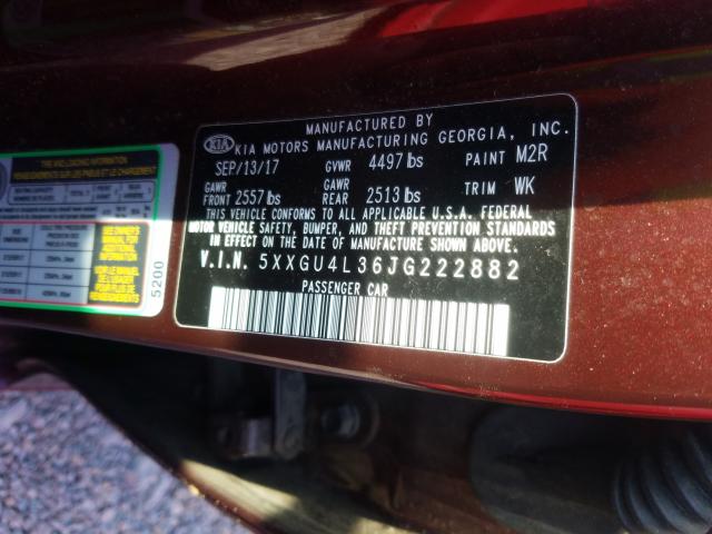 Photo 9 VIN: 5XXGU4L36JG222882 - KIA OPTIMA 