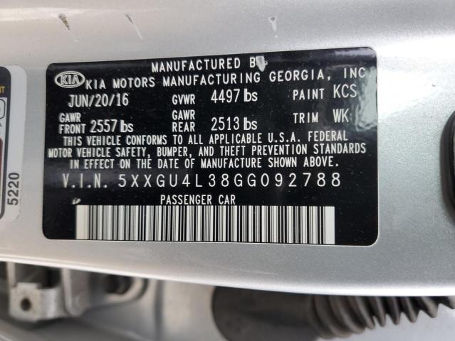 Photo 12 VIN: 5XXGU4L38GG092788 - KIA OPTIMA EX 