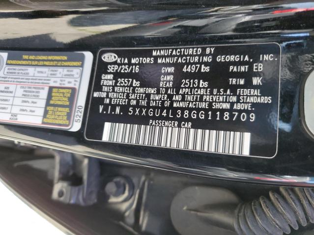 Photo 9 VIN: 5XXGU4L38GG118709 - KIA OPTIMA EX 