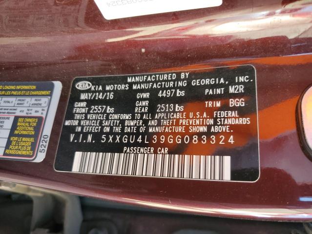 Photo 11 VIN: 5XXGU4L39GG083324 - KIA OPTIMA EX 