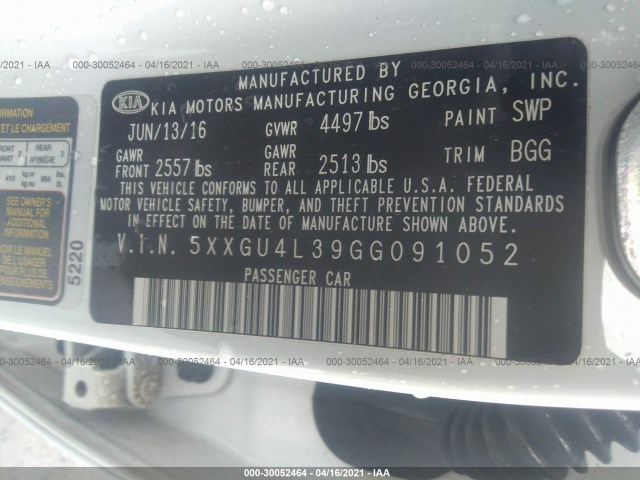 Photo 8 VIN: 5XXGU4L39GG091052 - KIA OPTIMA 