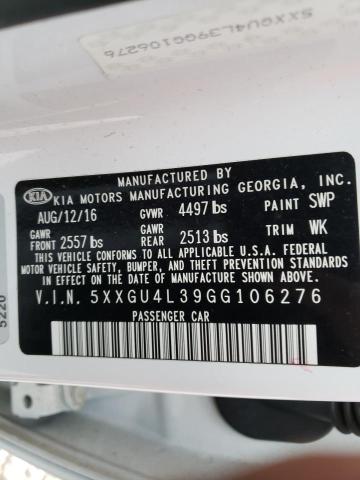 Photo 9 VIN: 5XXGU4L39GG106276 - KIA OPTIMA EX 