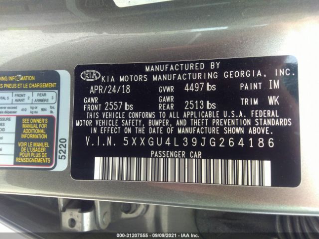 Photo 8 VIN: 5XXGU4L39JG264186 - KIA OPTIMA 