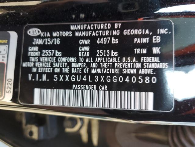 Photo 12 VIN: 5XXGU4L3XGG040580 - KIA OPTIMA 