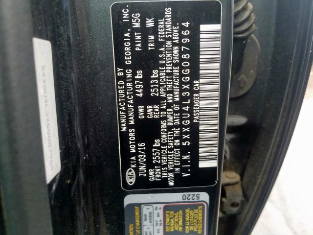 Photo 9 VIN: 5XXGU4L3XGG087964 - KIA OPTIMA 