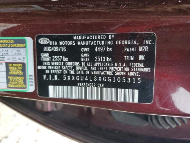 Photo 12 VIN: 5XXGU4L3XGG105315 - KIA OPTIMA EX 