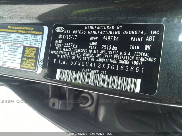 Photo 8 VIN: 5XXGU4L3XJG183861 - KIA OPTIMA 