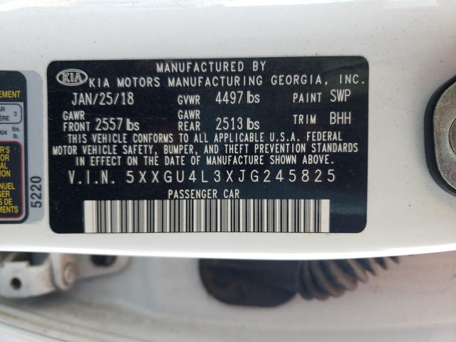 Photo 9 VIN: 5XXGU4L3XJG245825 - KIA OPTIMA EX 