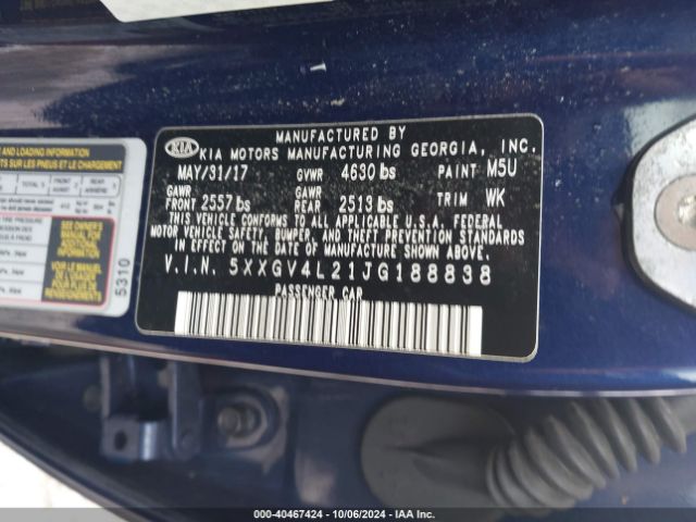 Photo 8 VIN: 5XXGV4L21JG188838 - KIA OPTIMA 