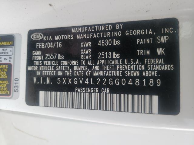 Photo 9 VIN: 5XXGV4L22GG048189 - KIA OPTIMA SXL 