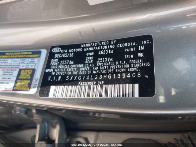 Photo 8 VIN: 5XXGV4L23HG139408 - KIA OPTIMA 