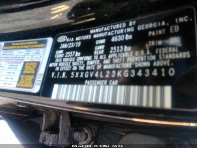 Photo 8 VIN: 5XXGV4L23KG343410 - KIA OPTIMA 