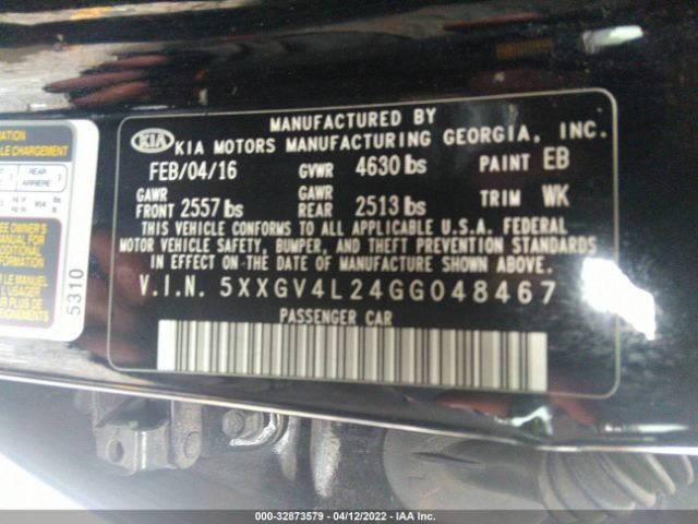 Photo 8 VIN: 5XXGV4L24GG048467 - KIA OPTIMA 