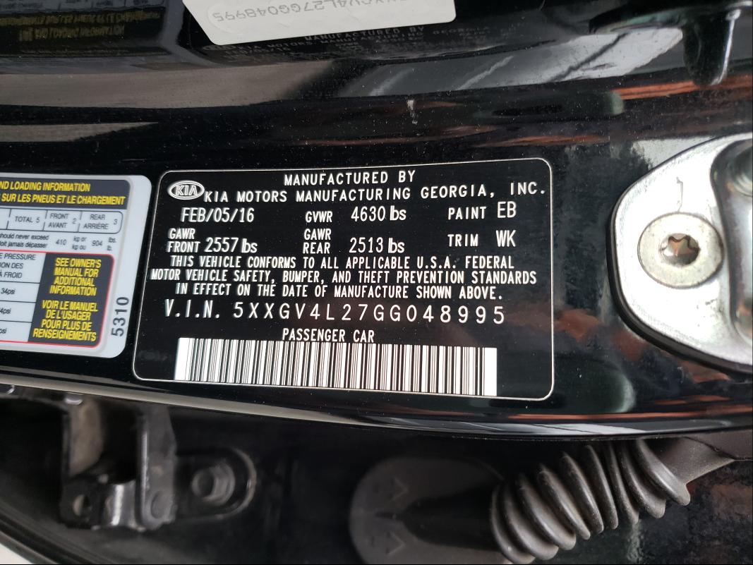 Photo 9 VIN: 5XXGV4L27GG048995 - KIA OPTIMA 