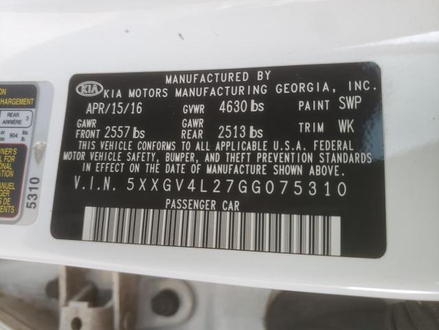 Photo 9 VIN: 5XXGV4L27GG075310 - KIA OPTIMA SXL 