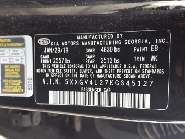 Photo 9 VIN: 5XXGV4L27KG345127 - KIA OPTIMA SXL 