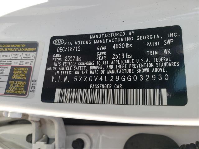 Photo 9 VIN: 5XXGV4L29GG032930 - KIA OPTIMA SXL 