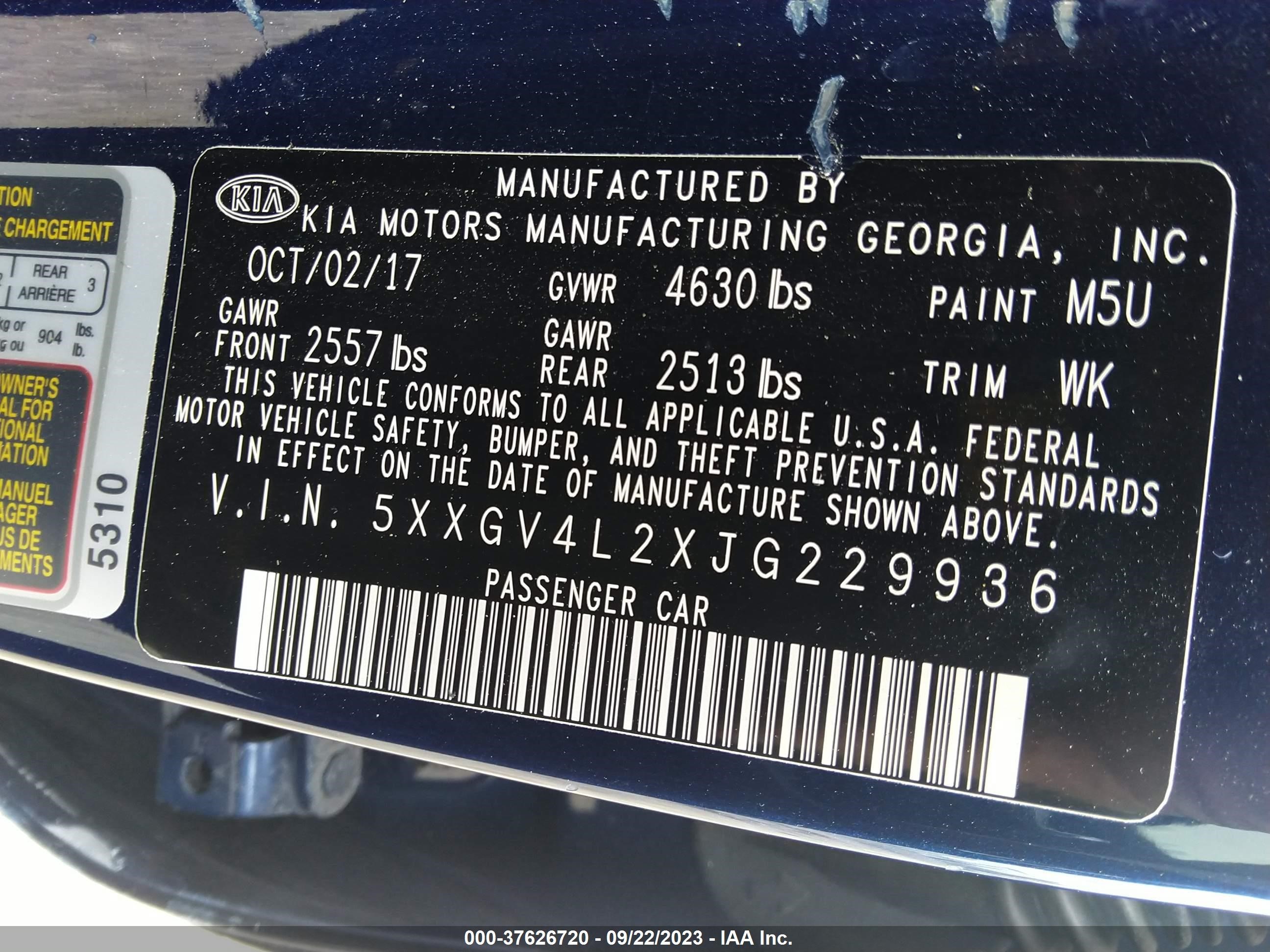 Photo 8 VIN: 5XXGV4L2XJG229936 - KIA OPTIMA 