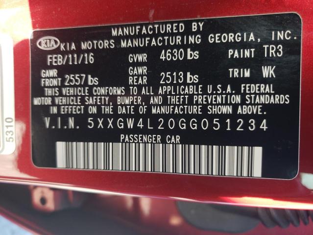 Photo 11 VIN: 5XXGW4L20GG051234 - KIA OPTIMA SX 