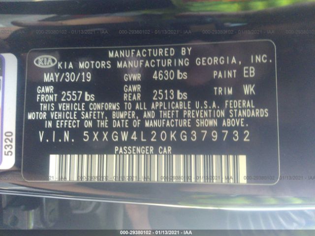 Photo 8 VIN: 5XXGW4L20KG379732 - KIA OPTIMA 