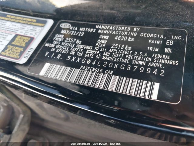 Photo 8 VIN: 5XXGW4L20KG379942 - KIA OPTIMA 