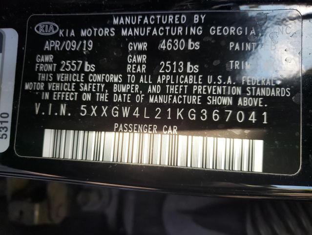 Photo 9 VIN: 5XXGW4L21KG367041 - KIA OPTIMA SX 