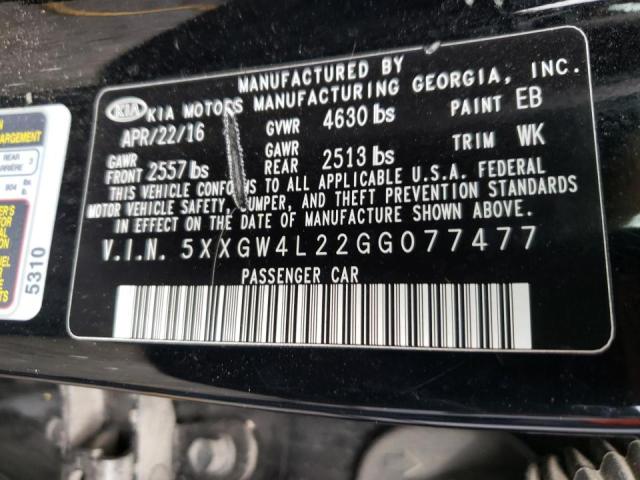 Photo 9 VIN: 5XXGW4L22GG077477 - KIA OPTIMA SX 