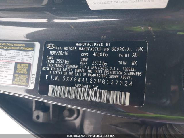 Photo 8 VIN: 5XXGW4L22HG137324 - KIA OPTIMA 